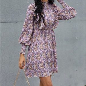 Floral Ruffle Trim Dress